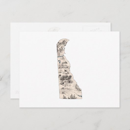 デラウェアヴィンテージ写真マップアンティーク州図 ポストカード (正面/裏面)