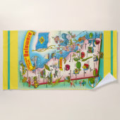 デラウェア地図からの挨拶 ビーチタオル (正面)