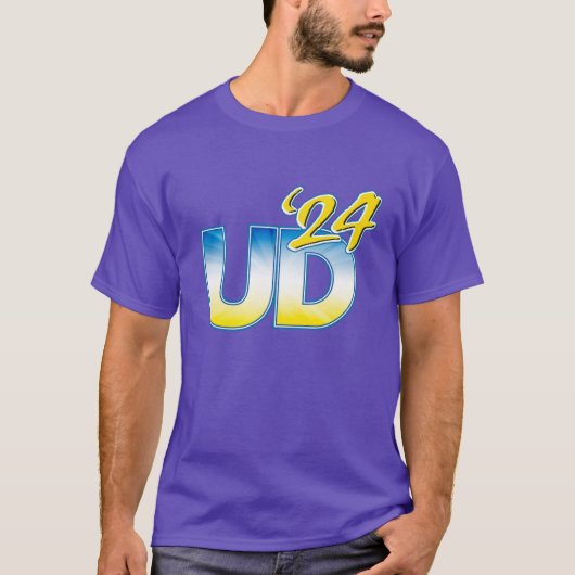 デラウェア大学 UD 24 ロゴ ブルーサンライズ Ove Tシャツ (正面)