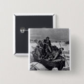 デラウェア川を交差させているジョージ・ワシントン 缶バッジ (正面&裏面)