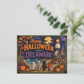 デラウェア州のこどもたちからハッピーハロウィン ポストカード (スタンド正面)