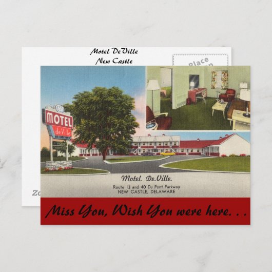デラウェア州のモーテルDeVille ポストカード (正面/裏面)