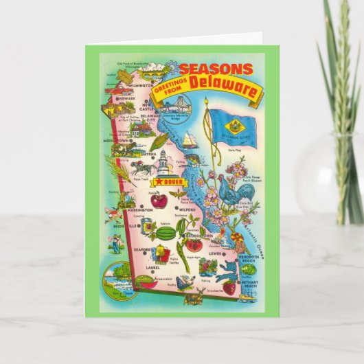デラウェア州のヴィンテージ地図 シーズンカード (正面)