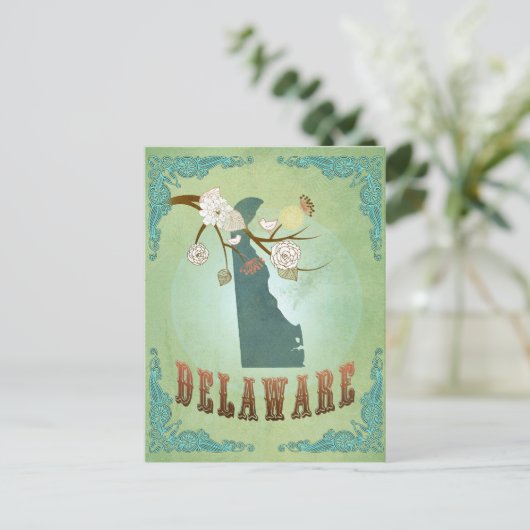 デラウェア州の地図 – 緑 ポストカード (スタンド正面)