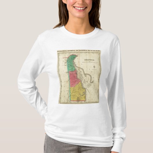 デラウェア州の地図 Tシャツ (正面)