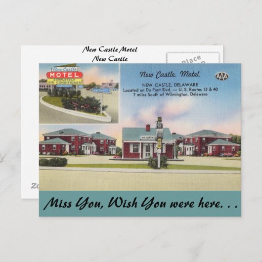 デラウェア州の新しい城のモーテル ポストカード (正面/裏面)