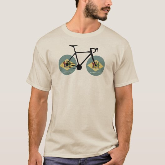 デラウェア州の旗のサイクリング Tシャツ (正面)