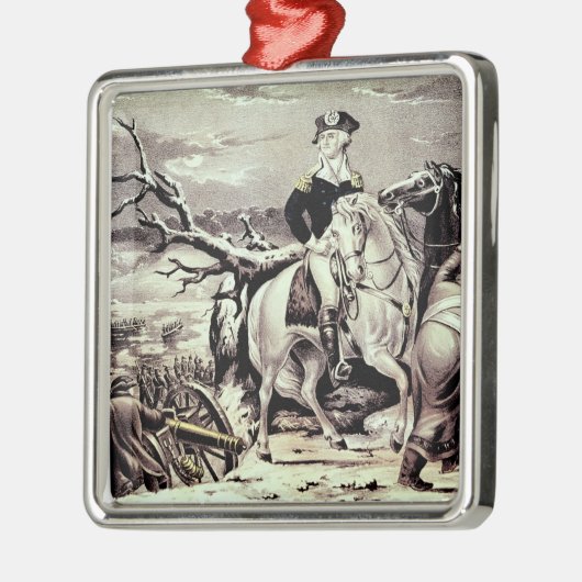 デラウェア州を交差させているジョージ・ワシントン メタルオーナメント (左)