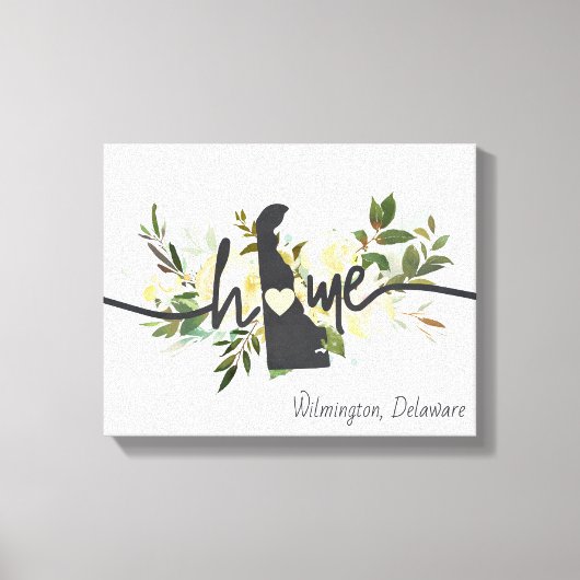 デラウェア州パーソナライズされたユアホームシティ素朴 キャンバスプリント (正面)