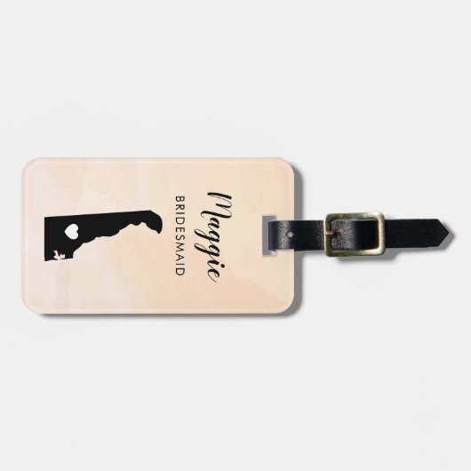 デラウェア州マップスーツケースタグ, ウェディングパーティー歓迎 ラゲッジタグ (正面横)