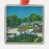 デラウェア州公園のバラ園の眺め メタルオーナメント (正面)