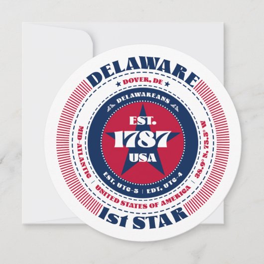 デラウェア州円形タイポグラフィ空白のフラットカード (正面)