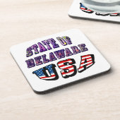 デラウェア州写真と米国国旗の文字 コースター (左側)