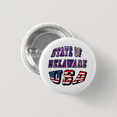 デラウェア州写真と米国国旗の文字 缶バッジ (正面&裏面)