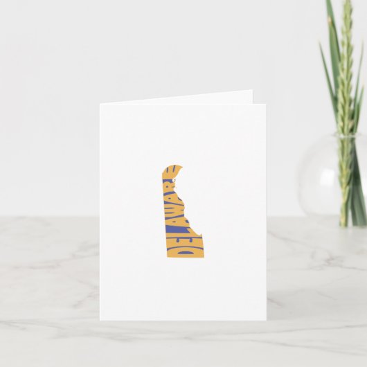 デラウェア州名ワードアートイエローノート カード (正面)