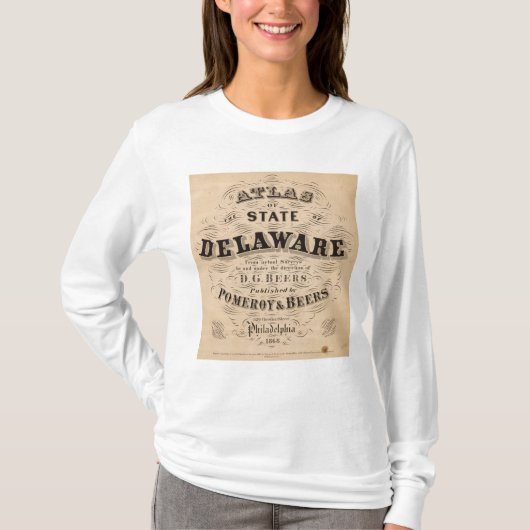 デラウェア州地図書 Tシャツ (正面)