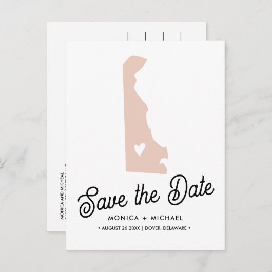 デラウェア州宛先ウェディング任意の色! 案内ポストカード (正面/裏面)