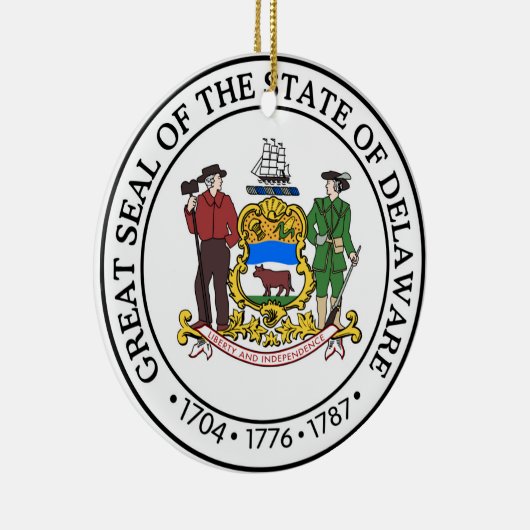 デラウェア州州のシールアメリカ共和国の記号の旗 セラミックオーナメント (右)
