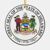 デラウェア州州のシールアメリカ共和国の記号の旗 セラミックオーナメント (正面)