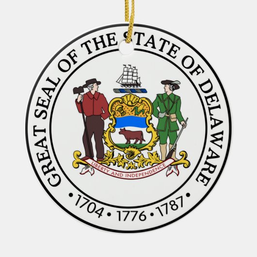 デラウェア州州のシールアメリカ共和国の記号の旗 セラミックオーナメント (正面)