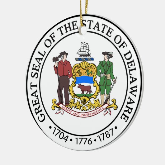 デラウェア州州のシールアメリカ共和国の記号の旗 セラミックオーナメント (左)