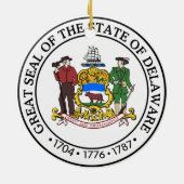 デラウェア州州のシールアメリカ共和国の記号の旗 セラミックオーナメント (裏面)