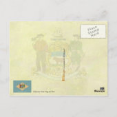 デラウェア州旗とシール ポストカード (裏面)