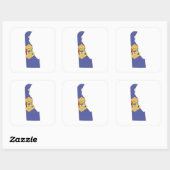 デラウェア州旗と地図 スクエアシール (シート)