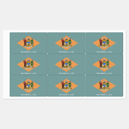 デラウェア州旗と愛国的なラベル州 ラベル (シート)