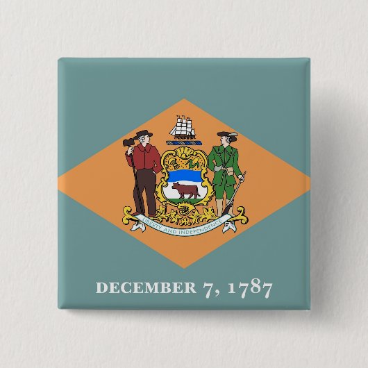 デラウェア州旗の付いたボタン 缶バッジ (正面)