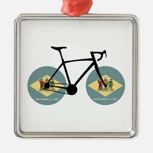 デラウェア州旗サイクリング メタルオーナメント (正面)