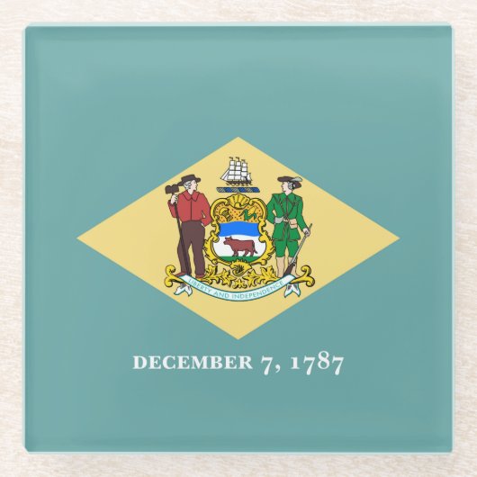 デラウェア州旗デザインデコール ガラスコースター (正面)