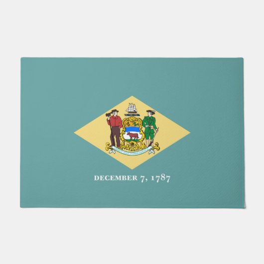 デラウェア州旗デザインデコール ドアマット (正面)