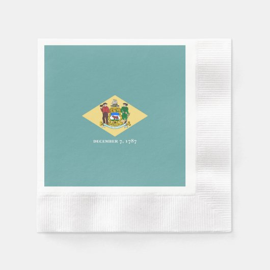 デラウェア州旗デザイン 縁ありカクテルナプキン (正面)
