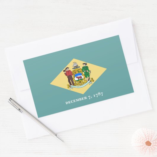 デラウェア州旗デザイン 長方形シール (封筒)