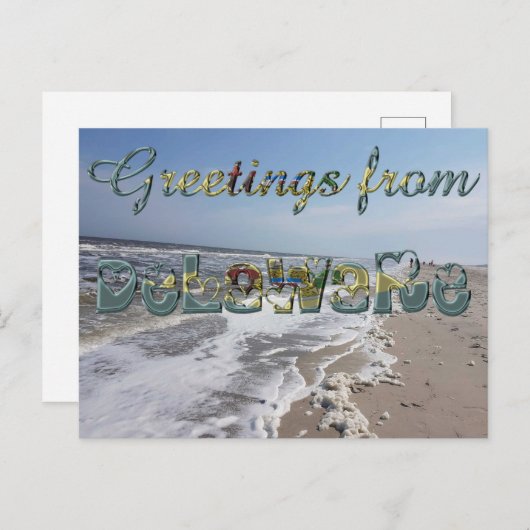 デラウェア州旗ハートUSAからの挨拶 ポストカード (正面/裏面)