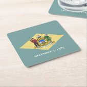 デラウェア州旗 スクエアペーパーコースター (アングル)