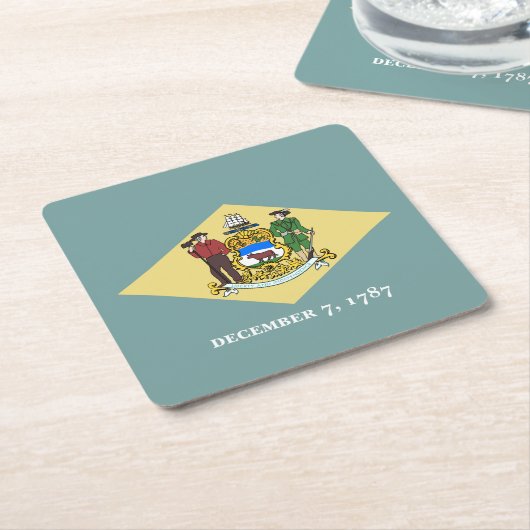 デラウェア州旗 スクエアペーパーコースター (アングル)