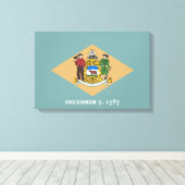 デラウェア州旗(米国、DE) キャンバスプリント (インサイチュ (ウッドフロア))