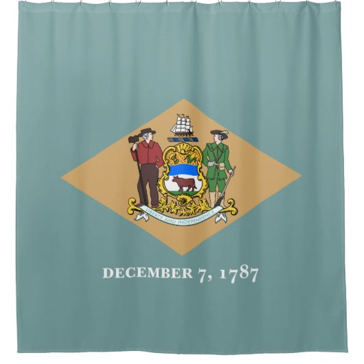 デラウェア州旗（米国、DE） シャワーカーテン (正面)