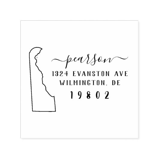 デラウェア差出人住所スタンプ自己インク セルフインキングスタンプ (デザイン)