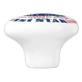 デラウェア米国州赤白青タイポグラフィ セラミックノブ (側面)