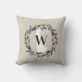デラウェア素朴リースモノグラム装飾用クッション クッション (正面)