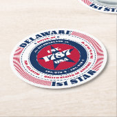 デラウェア赤白青タイポグラフィ紙コースター ラウンドペーパーコースター (アングル)