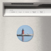 デラウェア防波堤&ハーバーオブレッジライトハウス マグネット (インサイチュ (食洗機))