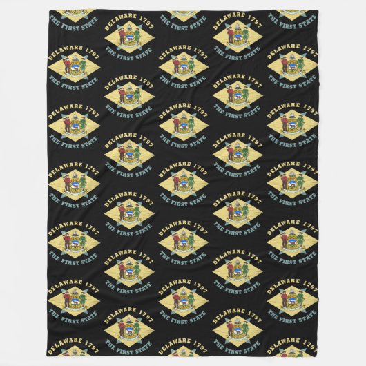 デラウェア1797第1州旗 フリースブランケット (正面)