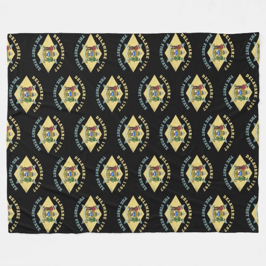 デラウェア1797第1州旗 フリースブランケット (正面(横))