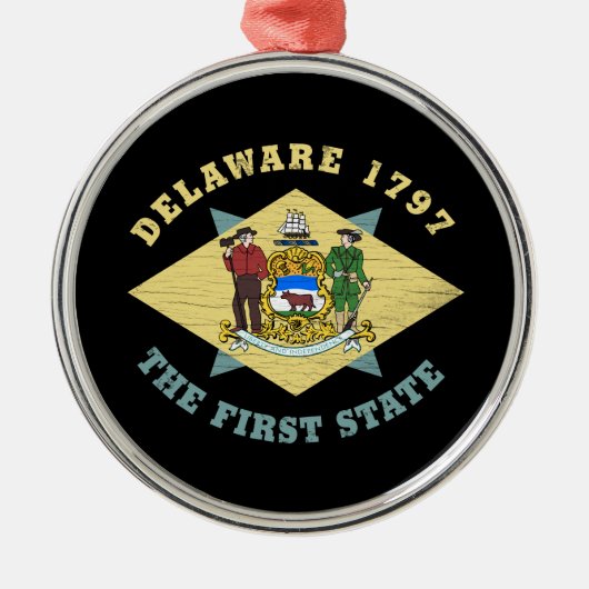 デラウェア1797第1州旗 メタルオーナメント (正面)