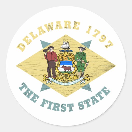 デラウェア1797第1州旗 ラウンドシール (正面)
