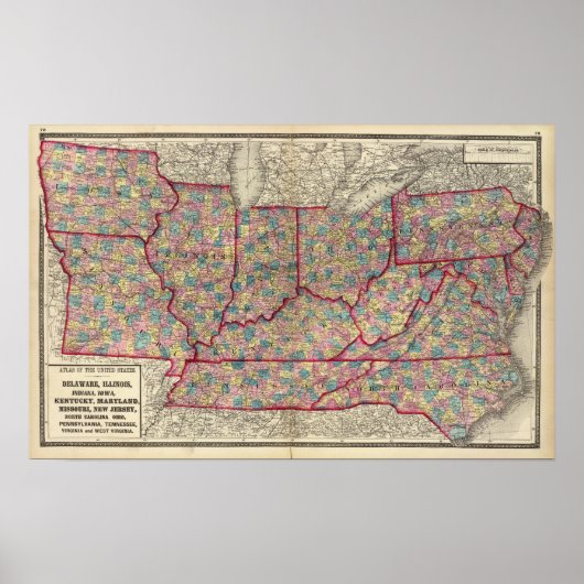 デラウェア、イリノイ、インディアナ、アイオワ ポスター (正面)